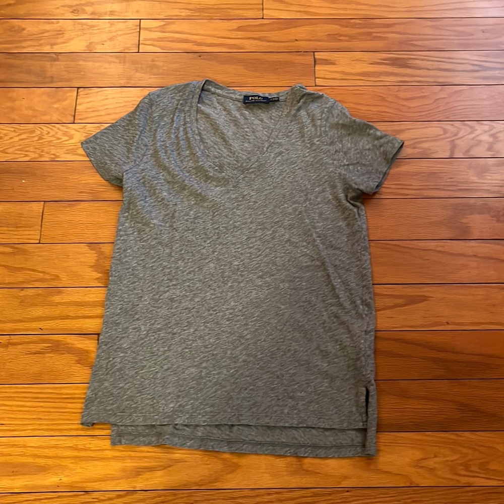 Polo Ralph Lauren Top Womens Small Gray V Neck Casual Basic Tee